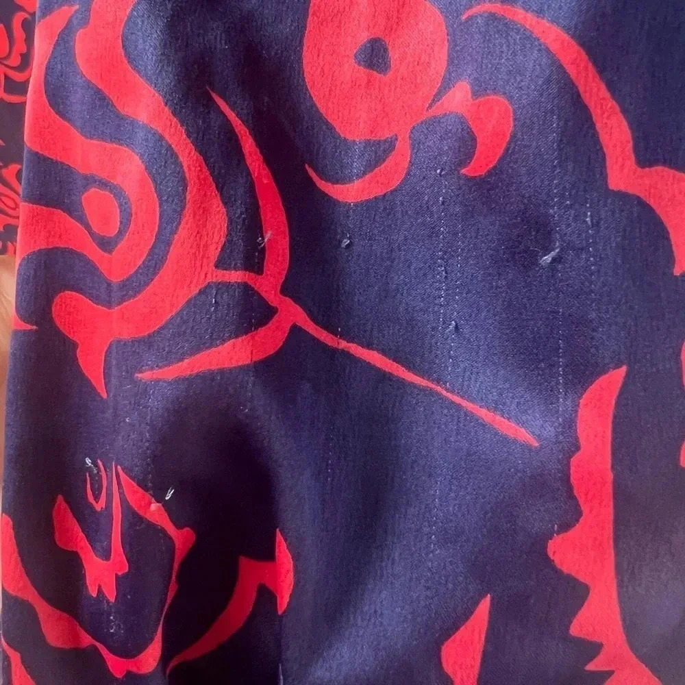 Rachel Roy Navy Blue Red Design Long Sleeve Mini Dress Sabrina Neck Size Medium - Picture 7 of 12